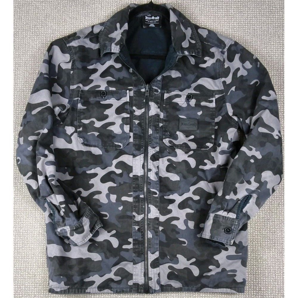 Dogg Supply by Snoop Dogg Jacket Mens S Camo Black Reversible Full Zip Shacket